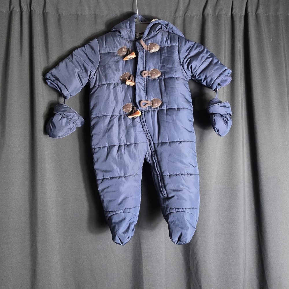 Love by Place Navy Blue Hooded Pram Suit Bunting 6-9 Months NWT Toggle Puffer